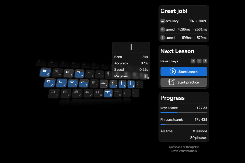 Korean Typing Game Stats